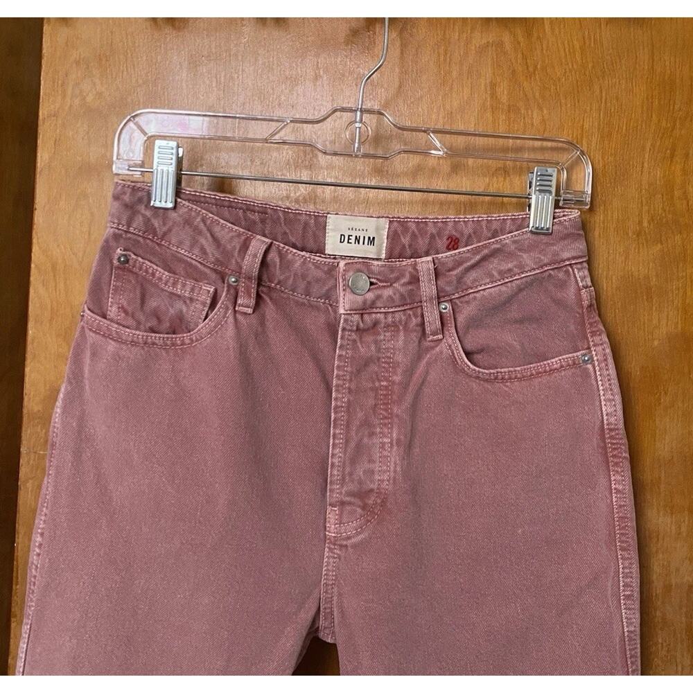 SEZANE BRUT SEXY Straight Leg Jeans Rose Stonewashed Vintage PINK Denim Sz 28 - Picture 5 of 8